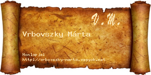 Vrbovszky Márta névjegykártya